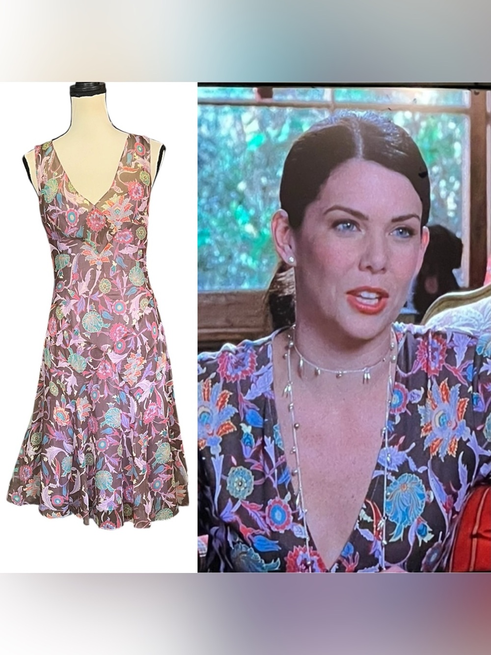 Vintage Sheer Silk Floral Dress ASO Lorelai Gilmore In Gilmore Girls ALT